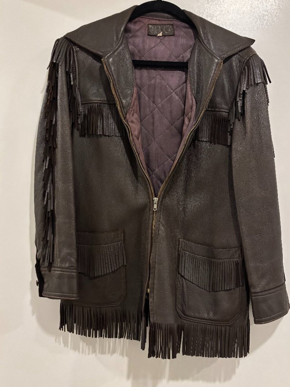 Vintage 50s Deerskin Fringe Leather Jacket Ralph Lauren Inspired S